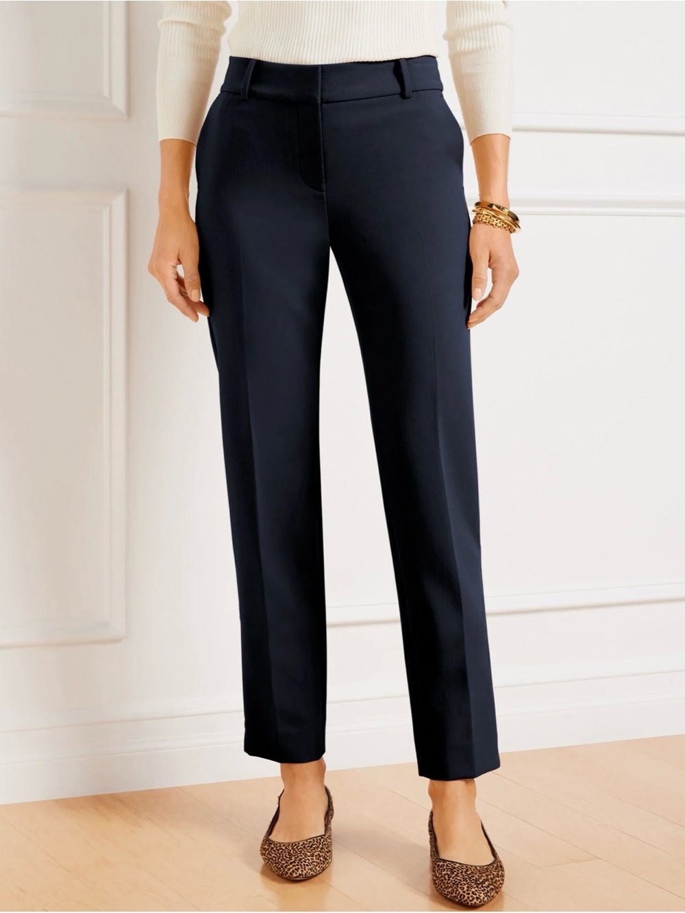 Talbots Hampshire Misses Double Cloth Ankle Pants in Navy